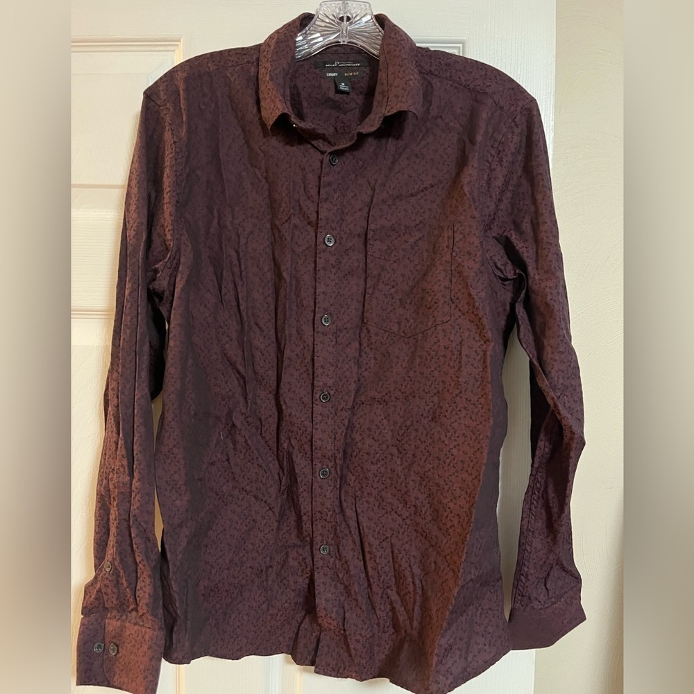 Marc Anthony Dark Maroon Casual Button-Down Shirt